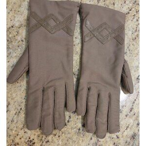 New! Fownes One Size Gloves Womens Spandex Leather Brown Stretch Driving Vintage